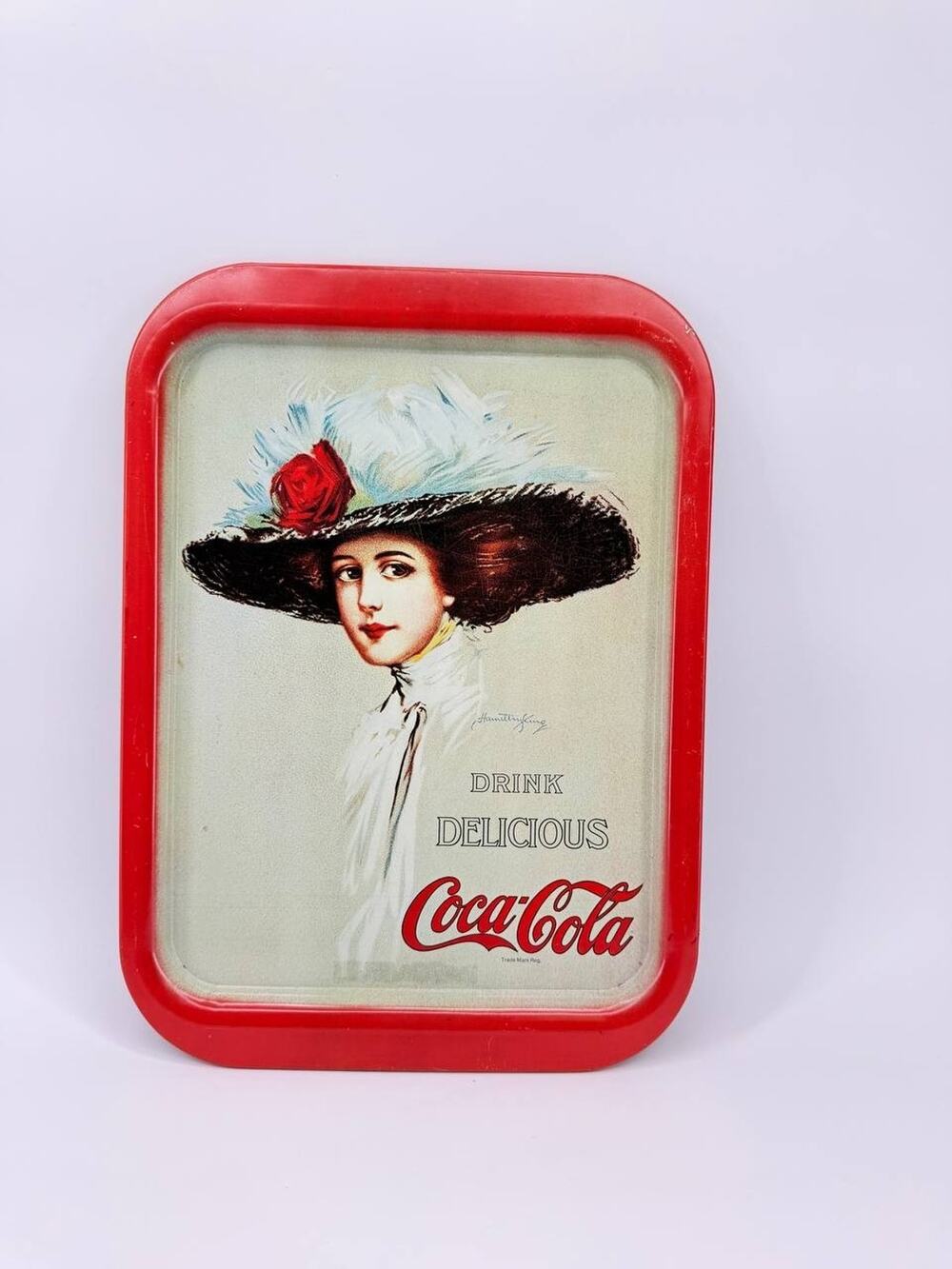 Vintage Coca Cola Hamilton King Metal Serving Tray Lady Drink Delicious